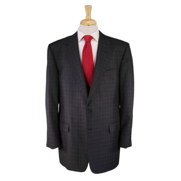 Hickey-Freeman Recent Limited Gray Checkered Wool Fleece...